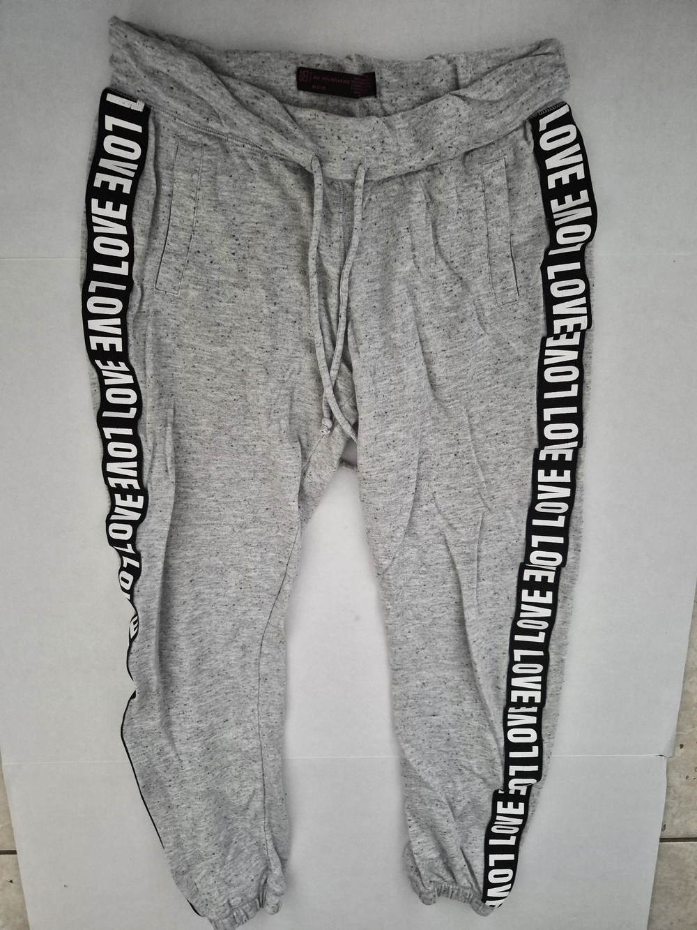 NOBO Gray Jogger Sweatpants with BLACK 'LOVE' Side Tape GUC